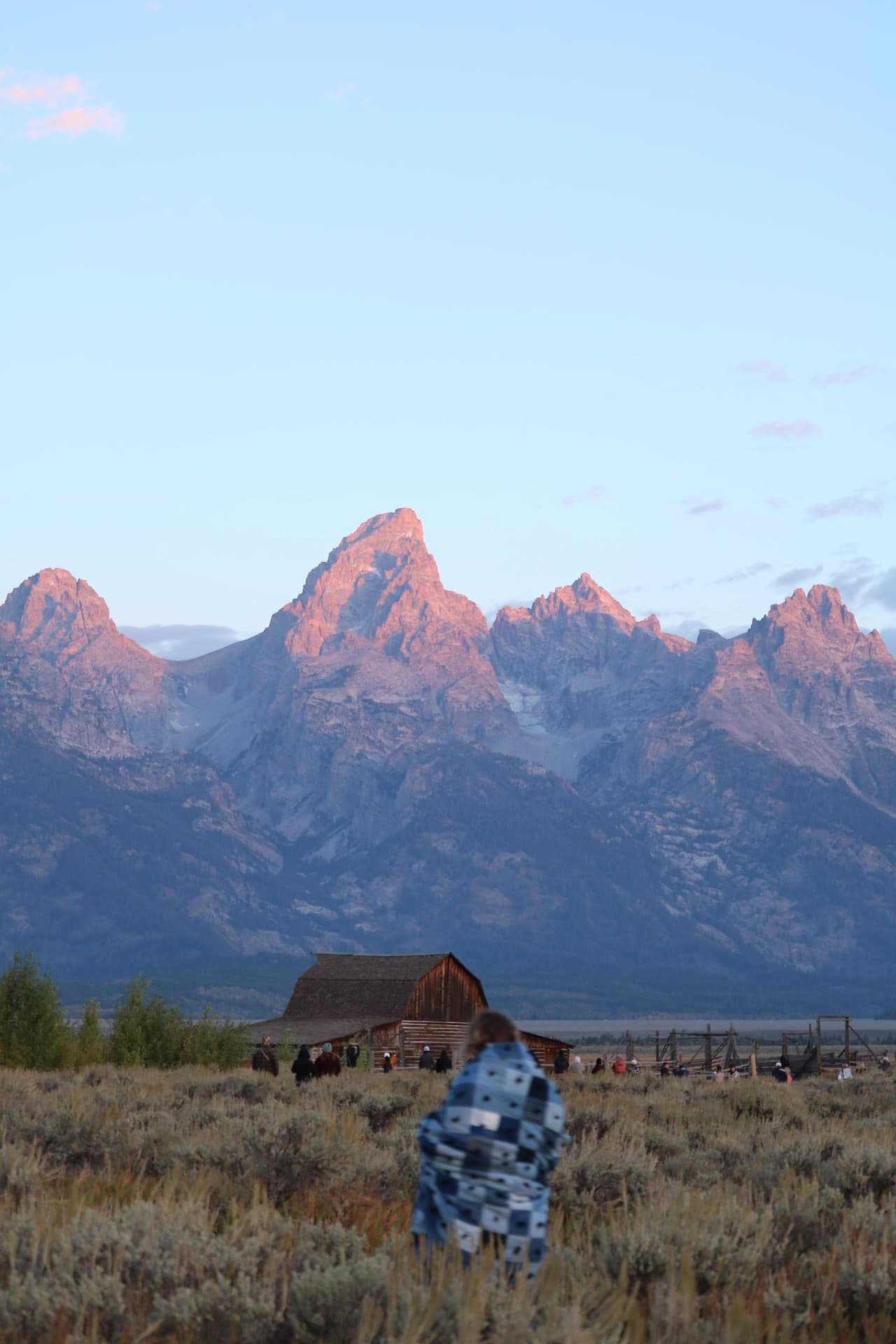 Heading toward Mormon Row as the peaks catch the last light